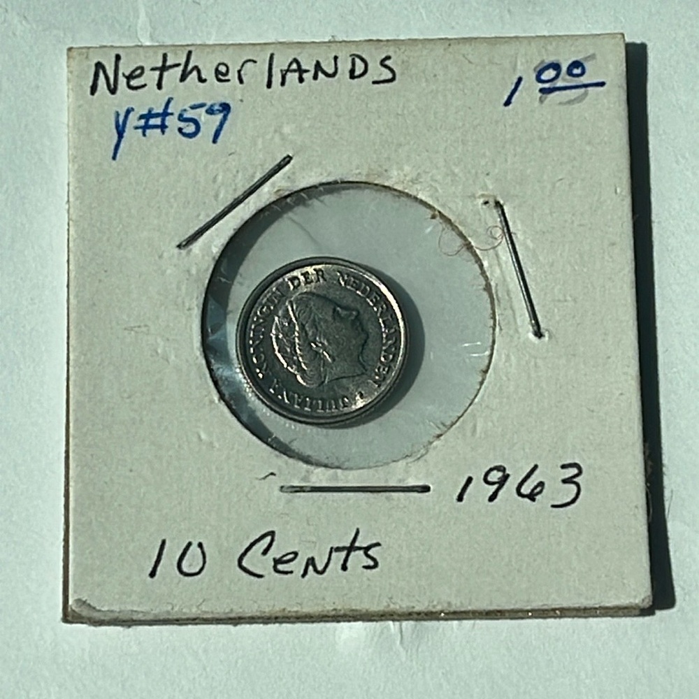 Netherlands...Coin...10 Cent...1963 Y#59